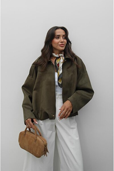 Havoş Χακί σουέντ μπουφάν Bomber