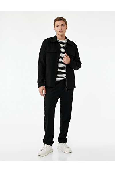 Koton Viscose Blend Winter Trousers with Pocket Detail and Elastic Waist