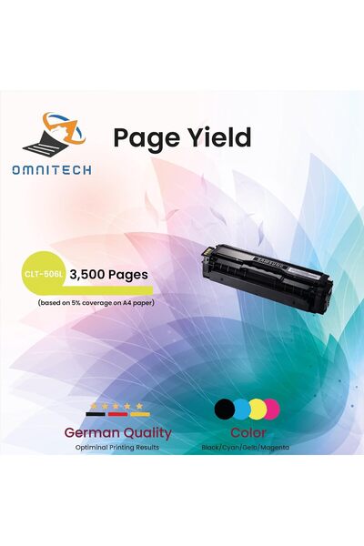 Omnitech خرطوشة حبر أصفر عالية الإنتاجية Omni Tech CLT-506L - متوافقة مع طابع...