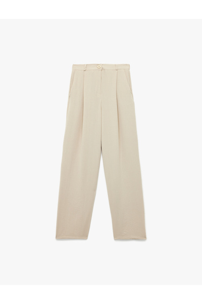 Koton Aerobin Kumaş Pileli Cepli Düşük Bel Bol Paça Pantolon