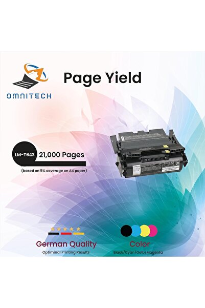 Omnitech خرطوشة حبر أسود عالية الإنتاجية Omni Tech LM-T642 - متوافقة مع طابعا...