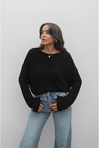 Havoş Černý základní svetr s lodičkovým výstřihem