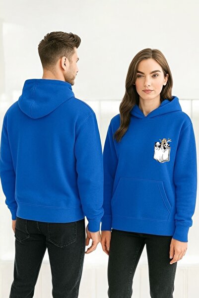 ArtYus Φούτερ με πολύχρωμο Panda στην τσέπη με τύπωμα με κουκούλα