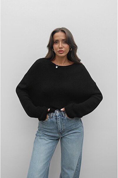 Havoş Černý základní svetr s lodičkovým výstřihem
