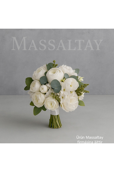 Massaltay Şakayık Çiçekli Yeşil Arajmanlı Gelin Çiçeği , Düğün Çiçeği , Nişan...