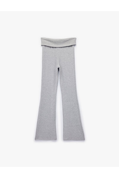 Koton Viscose Blended High Waist Leggings Pants with Spanish Leg