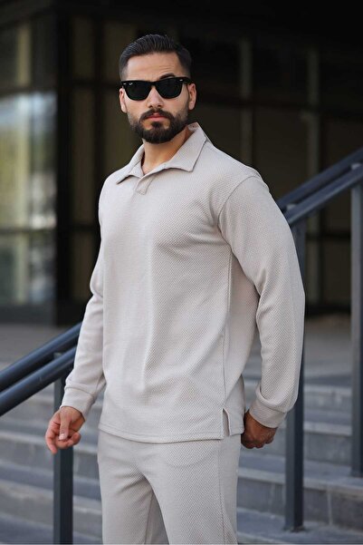 MFZ Giyim Honeycomb Bottom Top Pants and Lapel Collar Erkrk Sweat Set