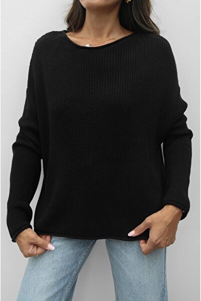 Havoş Černý základní svetr s lodičkovým výstřihem