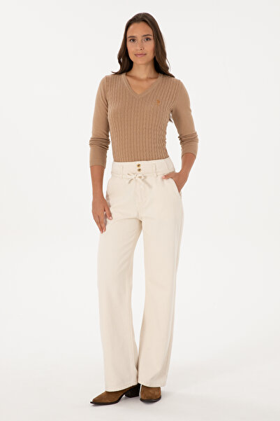 U.S. Polo Assn. Kadın Ekru Loose Fit Jean Pantolon 50308385-VR019