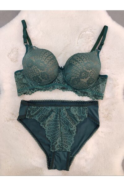 Love Angels Lace Detailed Padded Underwire Bra Panty Set Four-Piece Set - Lingerie Set