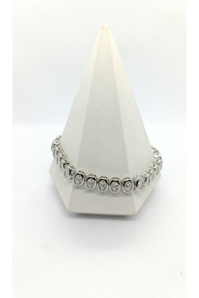 ndjewelry أناقة بيضاوية - سوار فضي لامع