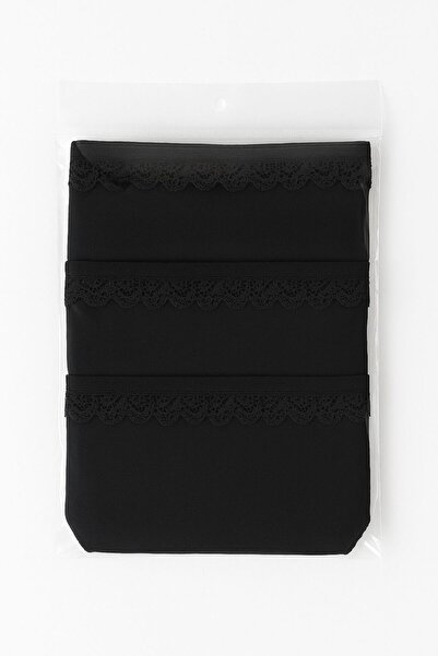 Luneria kadın 3'lü dantel detaylı toparlayıcı külot siyah