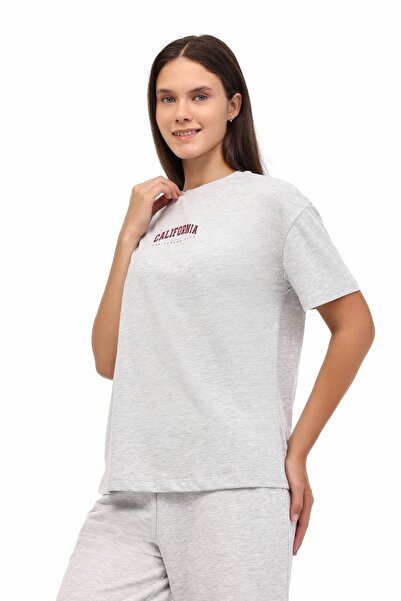 Kinetix WL 11BUD BTS-K16 5PR GRI MELANJ Kadın Kısa Kol T-Shirt