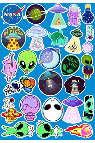 Hediyeni Al مجموعة ملصقات الفضاء السلسلة 2 |   ملصق للكمبيوتر المحمول والدفتر والتابلت والهاتف ودفتر الملاحظات ومجلة البوليت