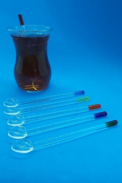 oftenadmire Glass Tea Spoon, 6 Pieces Gift Dowry Set, Colorful Spoons with Box for Home Office Workplace Use.