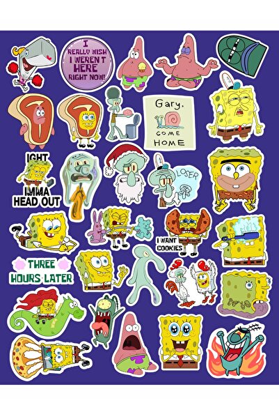 Hediyeni Al مجموعة ملصقات سبونج بوب سلسلة 2 |   ملصق للكمبيوتر المحمول والدفتر والتابلت والهاتف ودفتر الملاحظات ومجلة البوليت