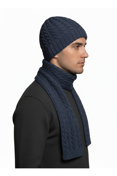 derikem Men's Wool Winter Knitted Beanie Scarf Two-Piece Set