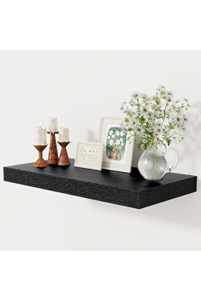 Yelajoy 1 Pcs Deep Floating Shelves,Large Extra Display Shelf,Black Wood Wide Wall Shelves,40x15x1.5cm