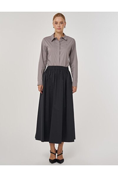 Kayra Cep Detaylı Çan Etek Siyah