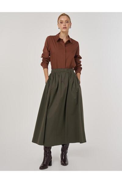 Kayra Подробно описание на панталони с камбани в цвят каки