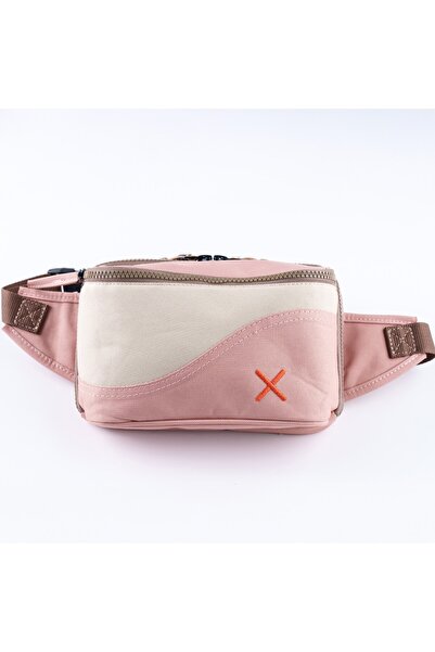pisikopat Pembe Krem Kanvas Unisex Göğüs ve Bel Çantası