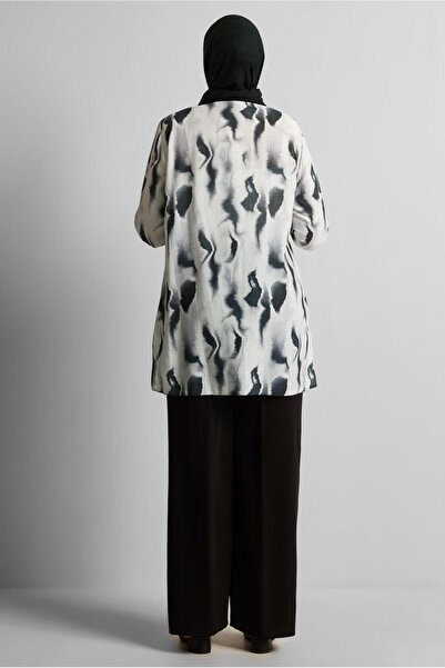 Alvina Patterned Large Size Pants Suit 20706