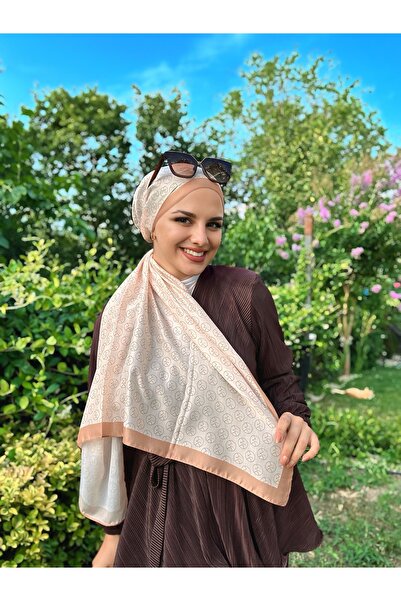 Modakaşmir Mk Cotton Scarf - Cream-Salmon