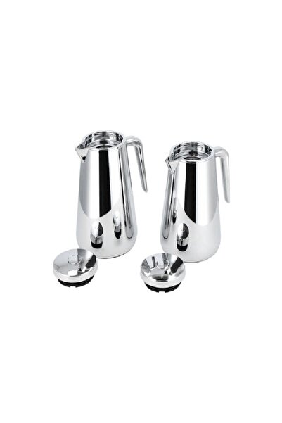 Dallaty Set of 2 chrome steel vacuum flask 1.0L and 1..3L