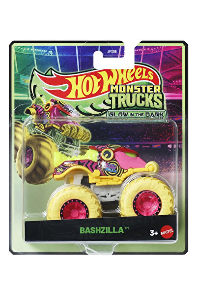 mattel HOT WHEELS MONSTER TRUCK GLOW IN THE DARK MASINUTA BASHZILLA SCARA 1 L...