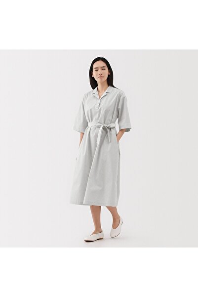 Muji Quick Dry Broadcloth 3/4 Sleeve Dress