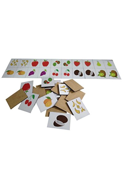 RS JANTİ STORE Find the Wooden Fruit Matching Memory Card Game 20 Pieces Ages...
