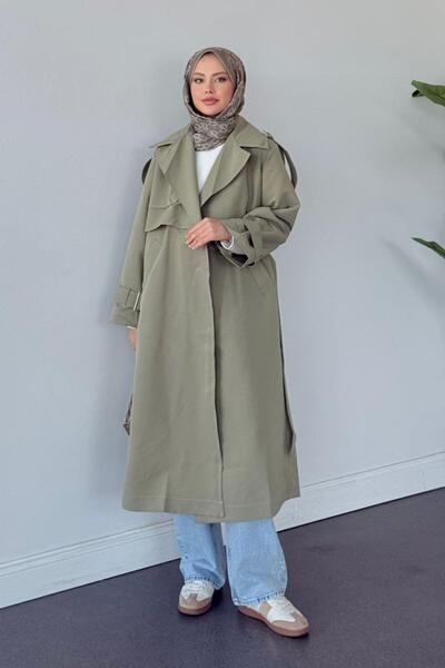 Hazamoda İkra Rüzgarlı Trençkot Mint