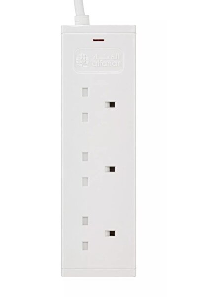 Alfanar وصلة تمديد سلكية، 13 أمبير، 3 مقابس، كابل بطول 3 أمتار