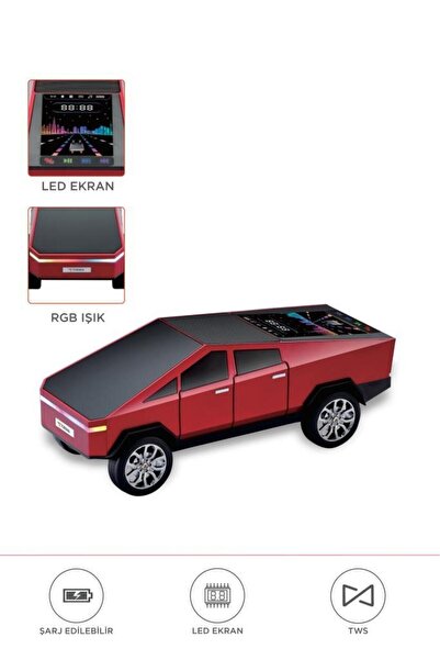 Başkenttekno D68 CyberTruck Araba Tasarımlı Led Ekranli Radyolu Bluetooth Hop...