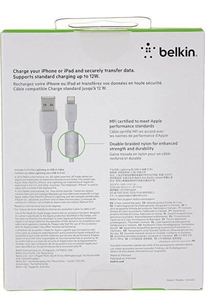 Belkin 1 Meter Cable Braided A to Lightning White