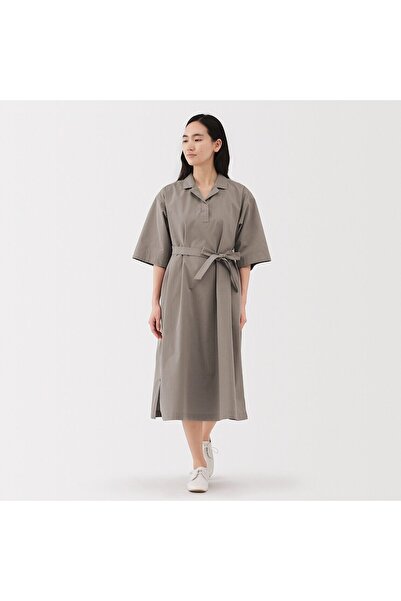 Muji Quick Dry Broadcloth 3/4 Sleeve Dress