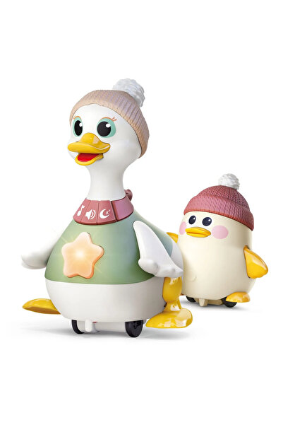 Jucarii Bebe Διαδραστικό παιχνίδι παπάκι για οικογένεια για βόλτα, παιδιά ηλικίας 6 μηνών έως 3 ετών