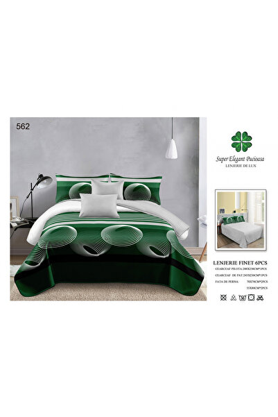 FIONNA.RO Lenjerii De Pat Din Finet 6 Piese - Verde Linii