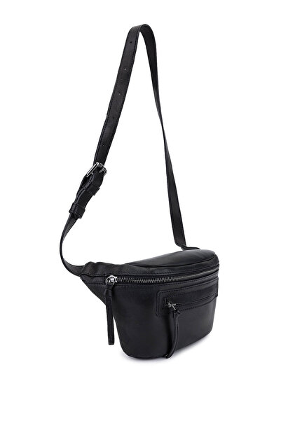 Bruno Rossi Bag Men's Genuine Leather Black Waist Bag