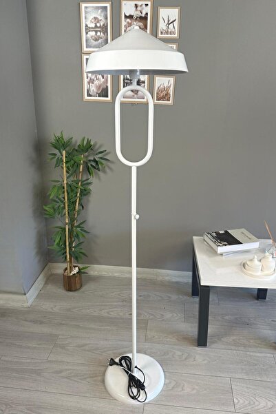 Bamyum Beyaz Lambader Modern Dekoratif Metal Oturma Odası Çalışma Odası Zemin Lambası