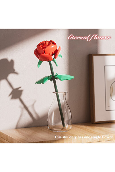 Choice3 1PCS Red Rose Red Blue Pink Rose Building Blocks Plants Peace and Hope Gardens Classic Model Bricks