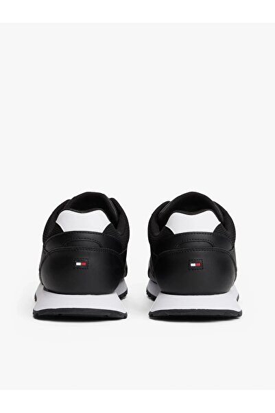 Tommy Hilfiger Erkek Deri Topukta Kontrast Logolu Nefes Alabilen Dış Yüzey Siyah Sneaker FM0FM05512-0GX