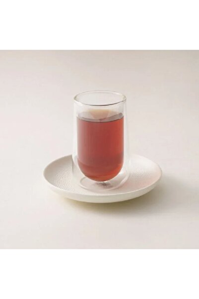 Dallaty طقم فناجين شاي بورسلين 12 قطعة، مجموعة نسيج، أبيض عاجي