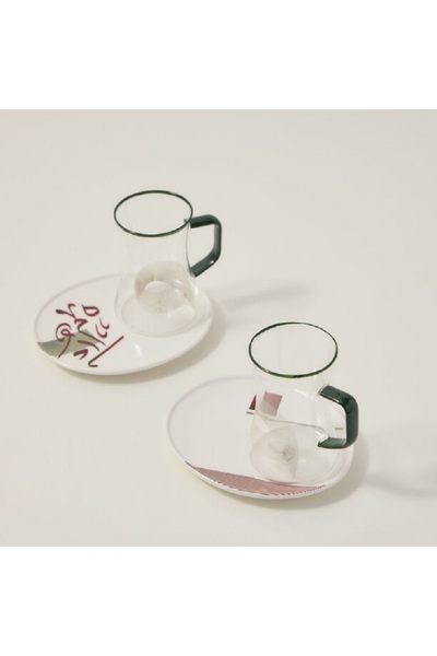 Dallaty white porcelain and glass Tea and coffee cups set 18 pcs