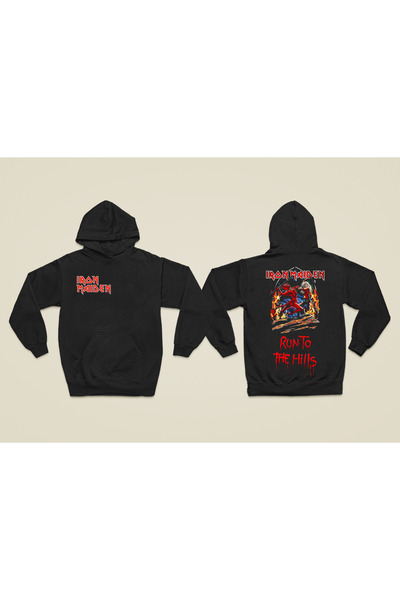 MAGORS سترة روك من القطن المطبوع بأكمام طويلة من IRON MAIDEN مكونة من 3 خيوط