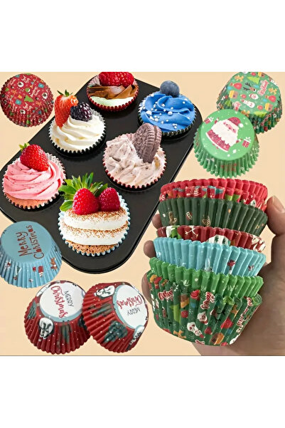 MODA 50Pcs Christmas Paper Oil and Heat Resistant Cake Baking Cups