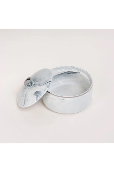 Dallaty La Mesa blue silver marble date bowl with lid 13*9 cm