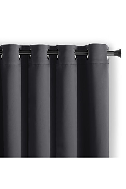 Amelia Home Blackout curtain with classic style rings, Juliette, density 230 g/m2, 140x270 cm, dark gray