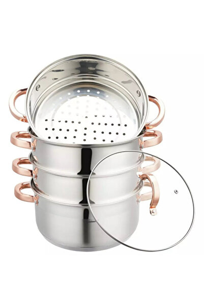 Klausberg Oală de gătit la abur KB 7736, 24 cm, 5 litri, 5 părți, Inducție, Oțel inoxidabil/Auriu roz