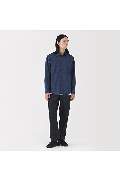 Muji Washed Denim Easy Pants (Indigo)